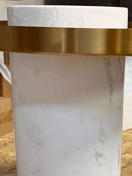 Журнальный столик Melba, Ø42х53 см, белый мрамор, золото