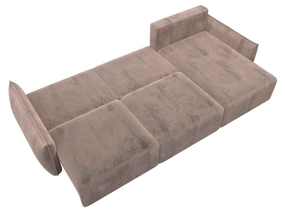 Диван угловой Лига-051 НПБ Лонг угол универсальный ВЕЛЮР TOWER 05 бежевый