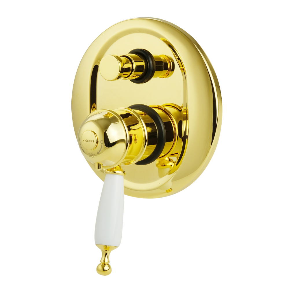 Смеситель встраиваемый для ванны/душа термостатический Migliore Oxford 19181 золото купить