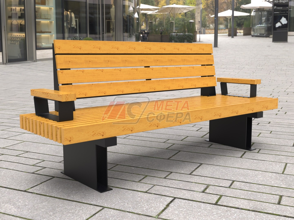 Скамейка Rail Road 03 продольная с подлокотниками