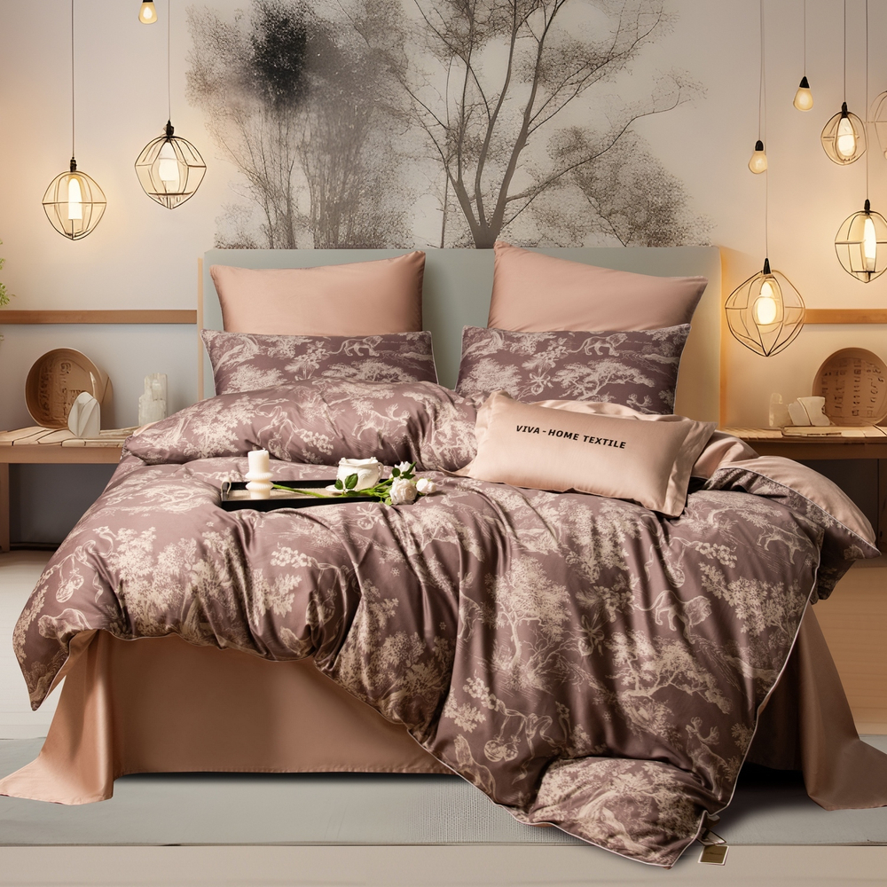 КПБ Сатин Премиум на резинке CPAR049, Евро, 4 наволочки, простынь 160*200*30