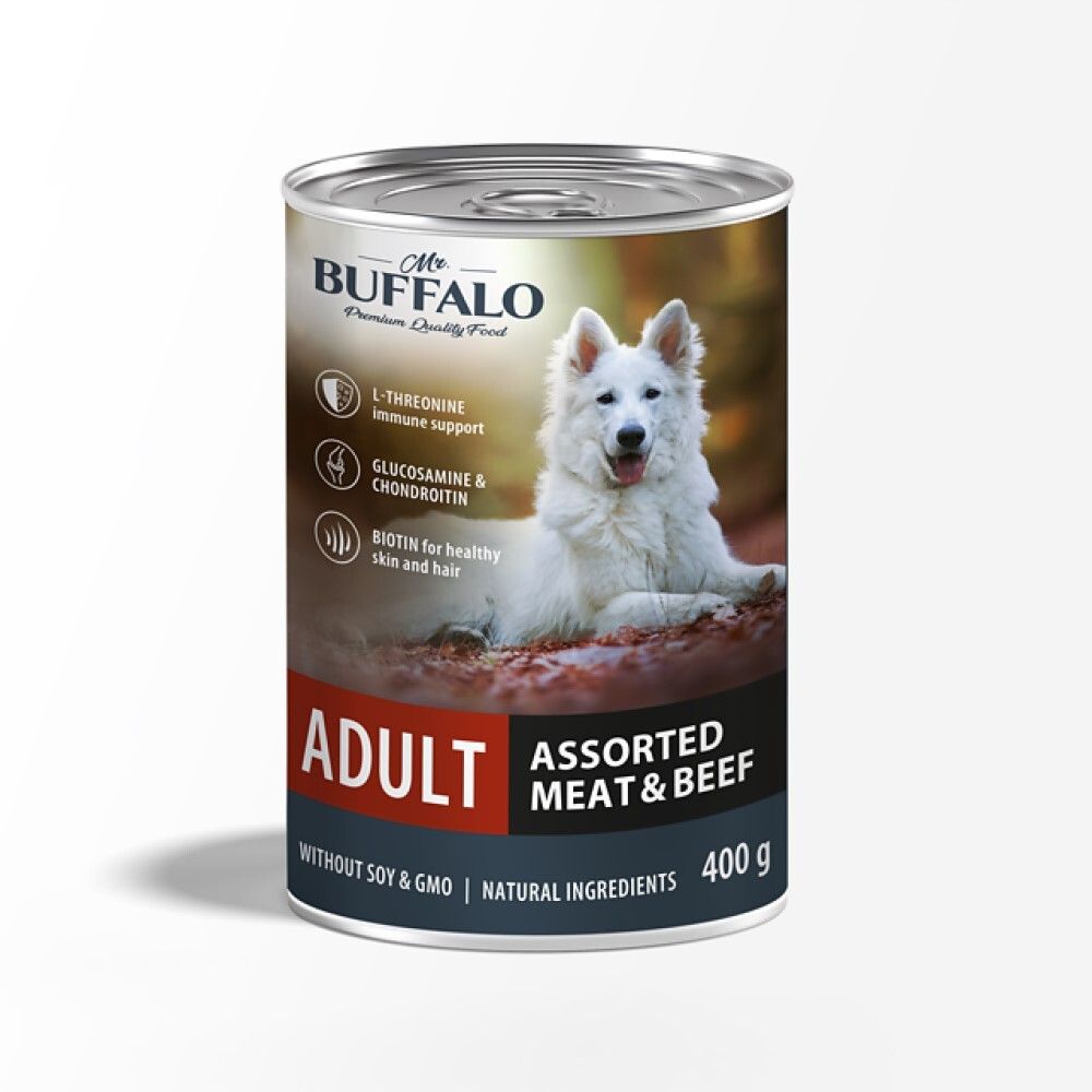 Mr.Buffalo 400 г - консервы для собак мясное ассорти с говядиной (Adult)