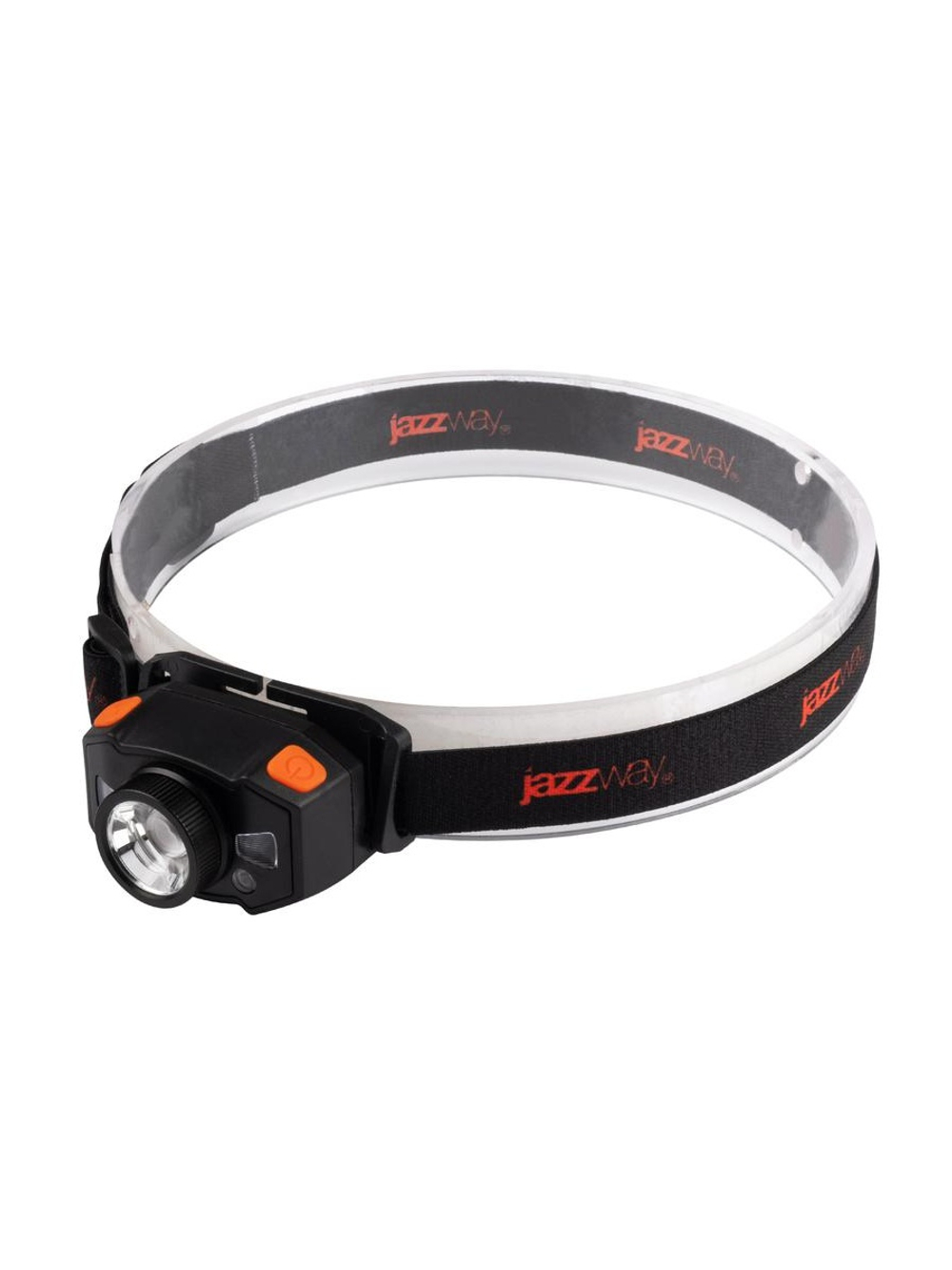 Фонарь аккумуляторный налобный AccuH1-L5WZ-og zoom LED 5Вт + 2хRED SMD IP54 5 режимов: 100проц. 180лм 3.5ч/50проц. 110лм 5.5ч/30проц. 65лм 15ч/красн. 28ч/мигающ. красн. 12ч аккум. 0.8А.ч управл. жестами черн./оранж. JazzWay 5036611