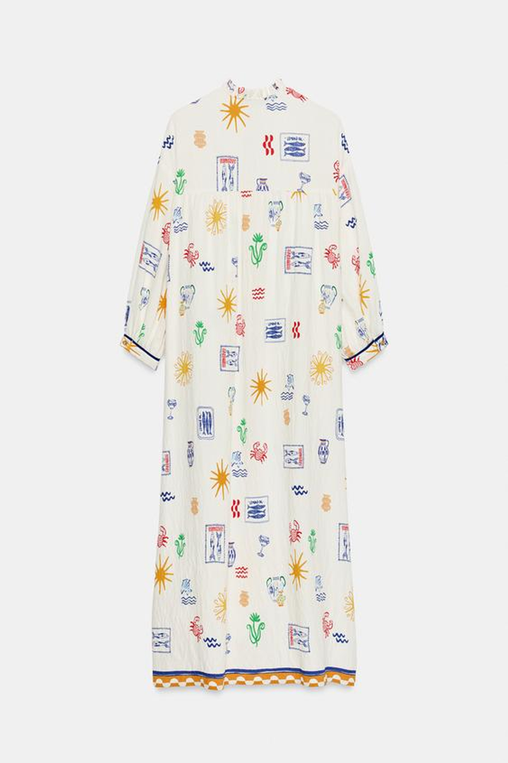 ZARA ДЛИННОЕ ПЛАТЬЕ С ПРИНТОМ, РАЗНОЦВЕТНЫЙ