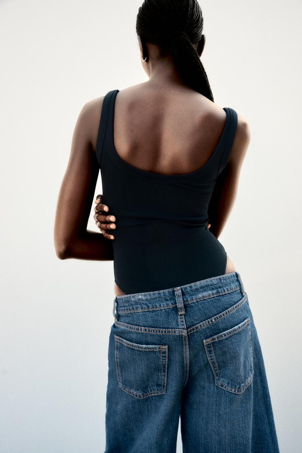 ZARA БОДИ В РУБЧИК, ЧЕРНЫЙ