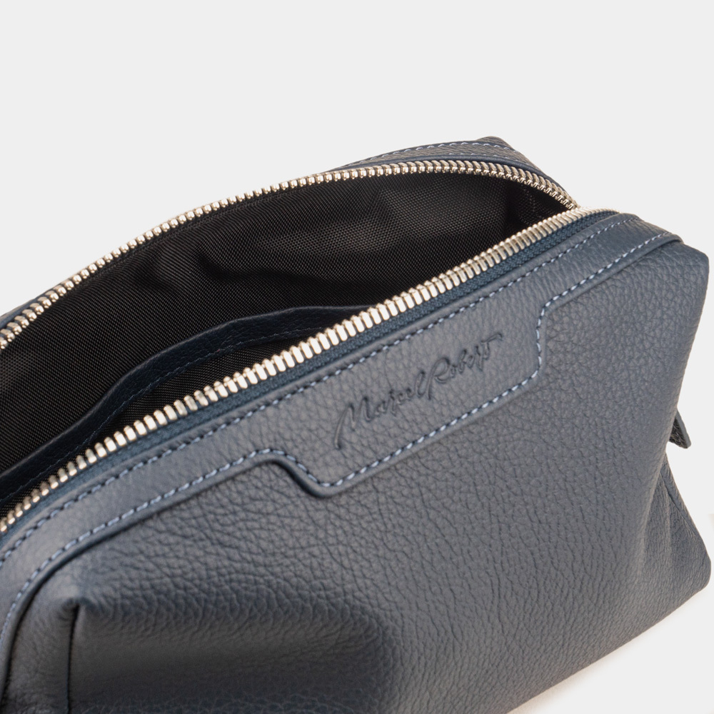 Несессер Trapèze из кожи теленка синего цвета