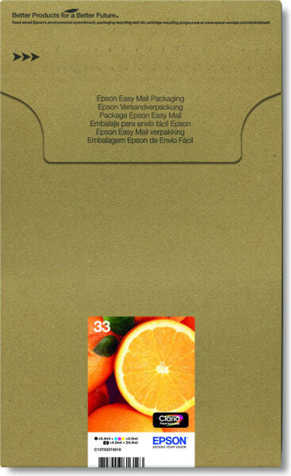 Epson Oranges C13T33374510 струйный картридж Подлинный Черный, Голубой, Пурпурный, Фото черный, Желтый 1 шт