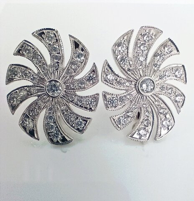 Серьги серебряные Эстерелла, проба 925, родированные, с фианитами/Ф