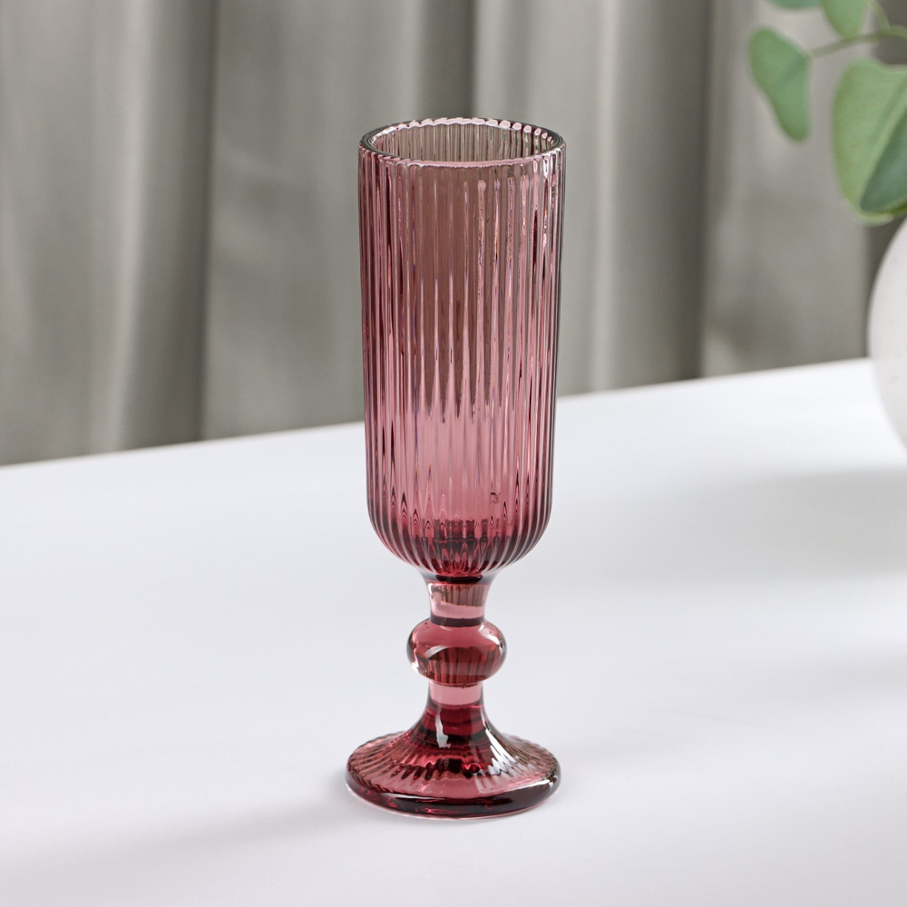 Бокал стеклянный для шампанского Магистр «Грани», 150 мл, 8×14,5 см, цвет сиреневый