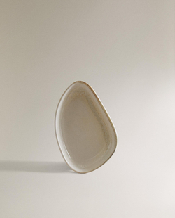 Zara Home тарелка из каменной керамики, цвет бежевый, 14 см