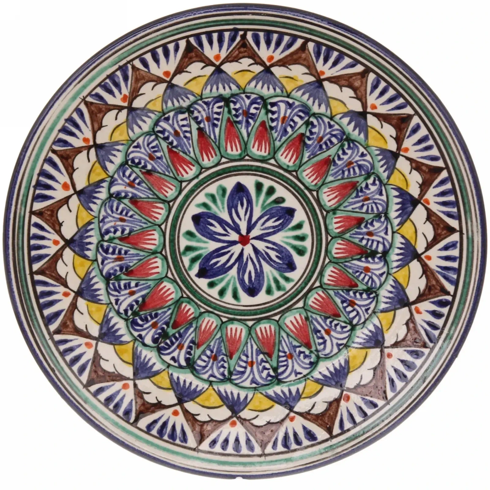 Тарелка плоская 26см синяя Риштанская Керамика