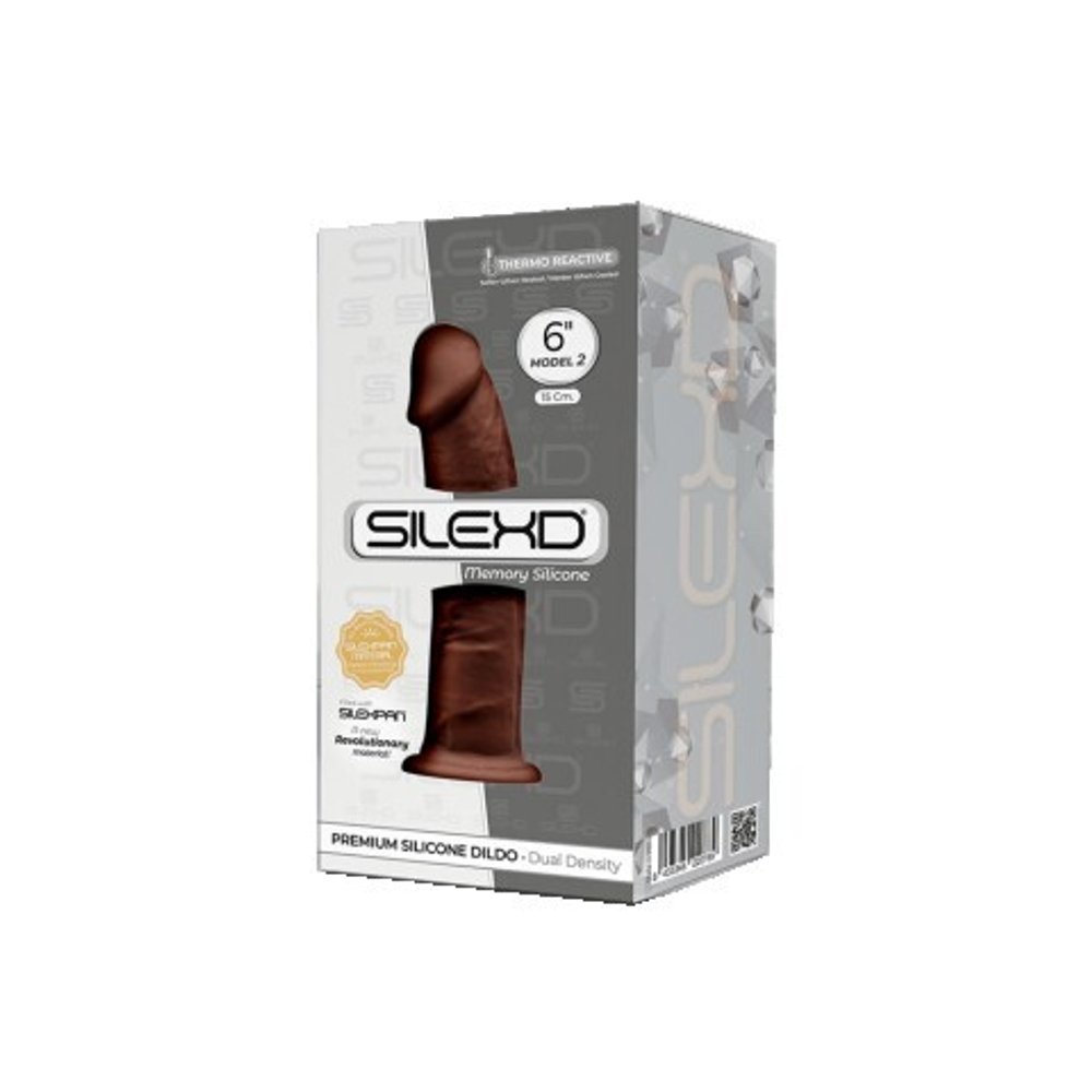 Реалистичный фаллоимитатор SilexD Model 2 (15,4×3,5 см) с двойной плотностью коричневый