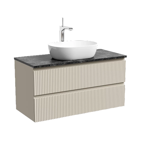 Тумба с раковиной Sancos SNOB R 100 со столешницей, бежевая матовая