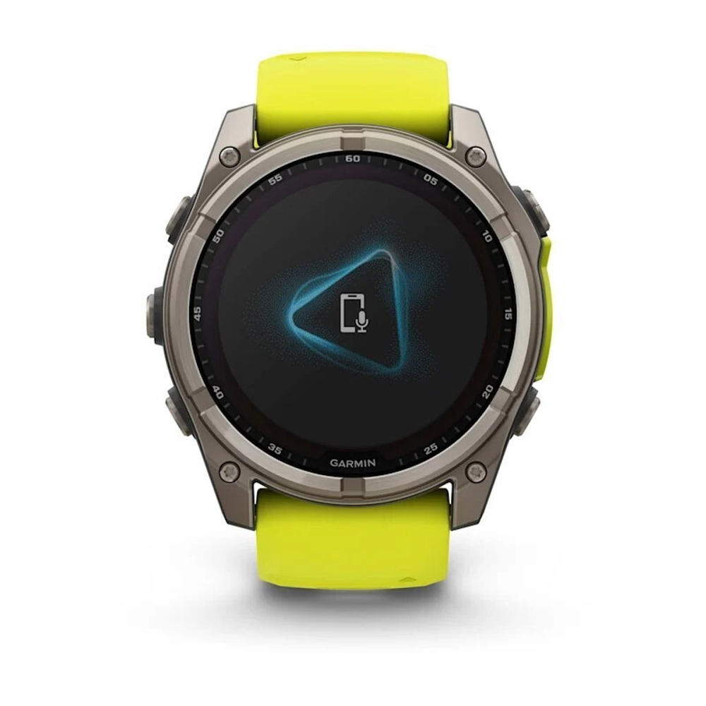 Умные часы Garmin Fenix 8, 51 мм, Solar, Sapphire Titanium with AMP yellow/graphite silicone band
