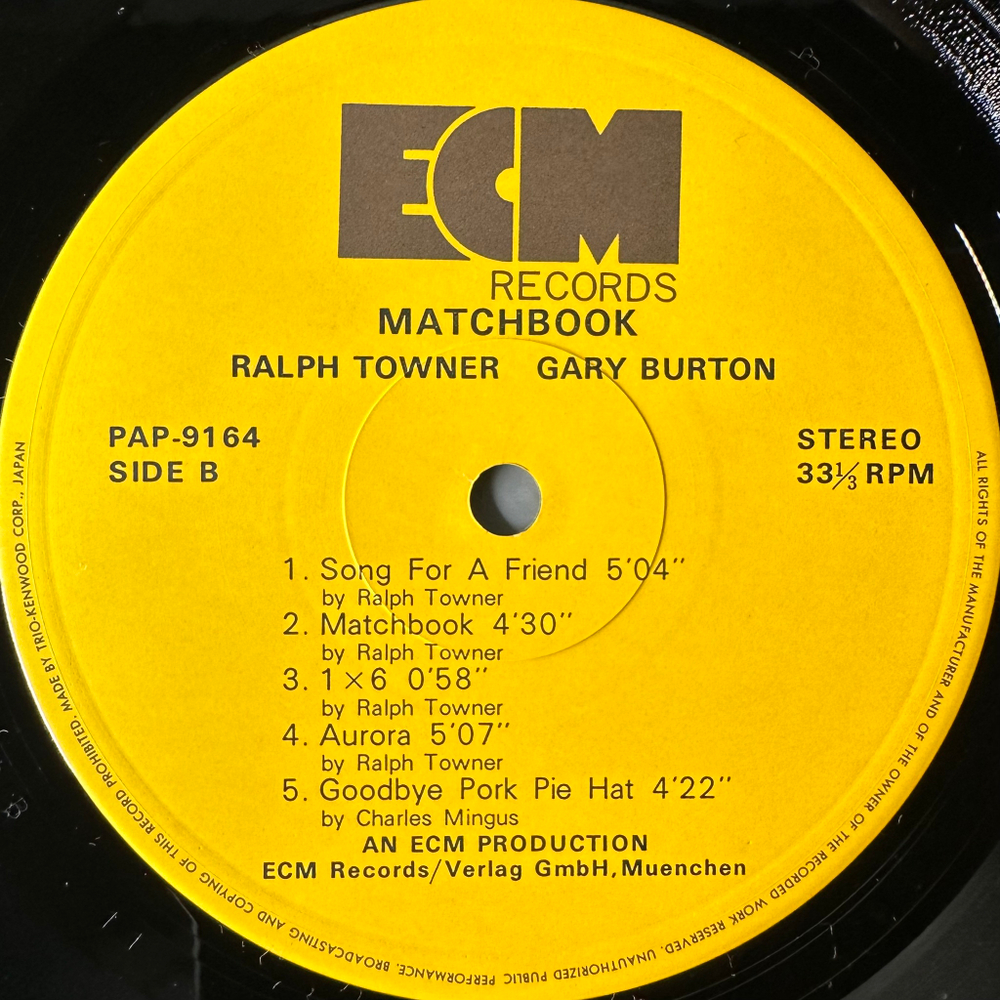 Ralph Towner, Gary Burton ‎– Matchbook (Япония 1975г.)