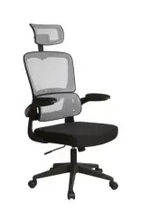 Кресло для руководителя Gramber С15 Сетка серая/Ткань черная