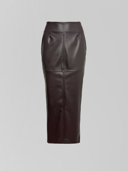 Юбка Wish collection 91122 удлиненная кожаная с разрезом сзади