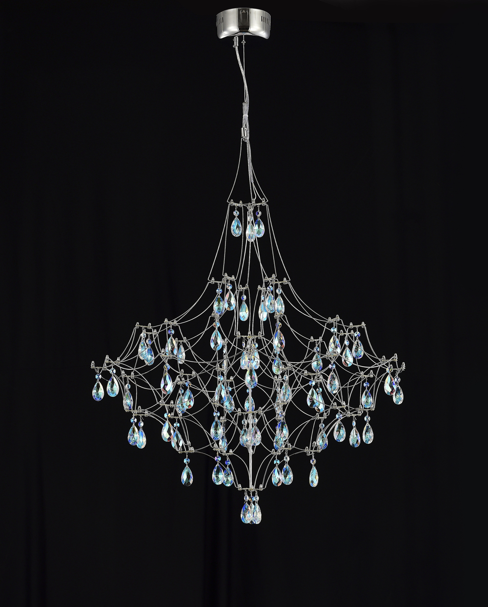 Подвесная люстра светодиодная с пультом и хрустальными подвесками K9 MyFar Allegria MR2641-66P-50СD