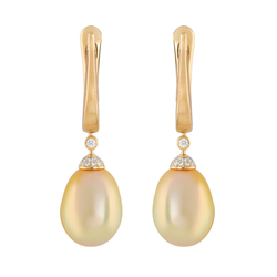 Серьги с Золотым Морским Жемчугом и Бриллиантами, Е0143-4/5