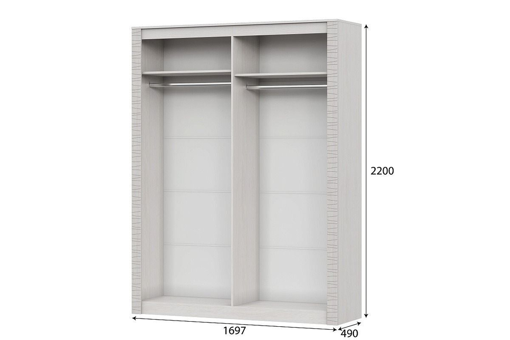 Шкаф для одежды распашной с зеркалом и полками Ясень Анкор светлый/Сандал светлый 133х49х220 см