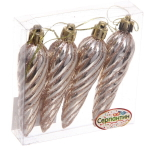 Ёлочные игрушки «Сосулька спиралька» 8,5см (набор 4шт), шампань