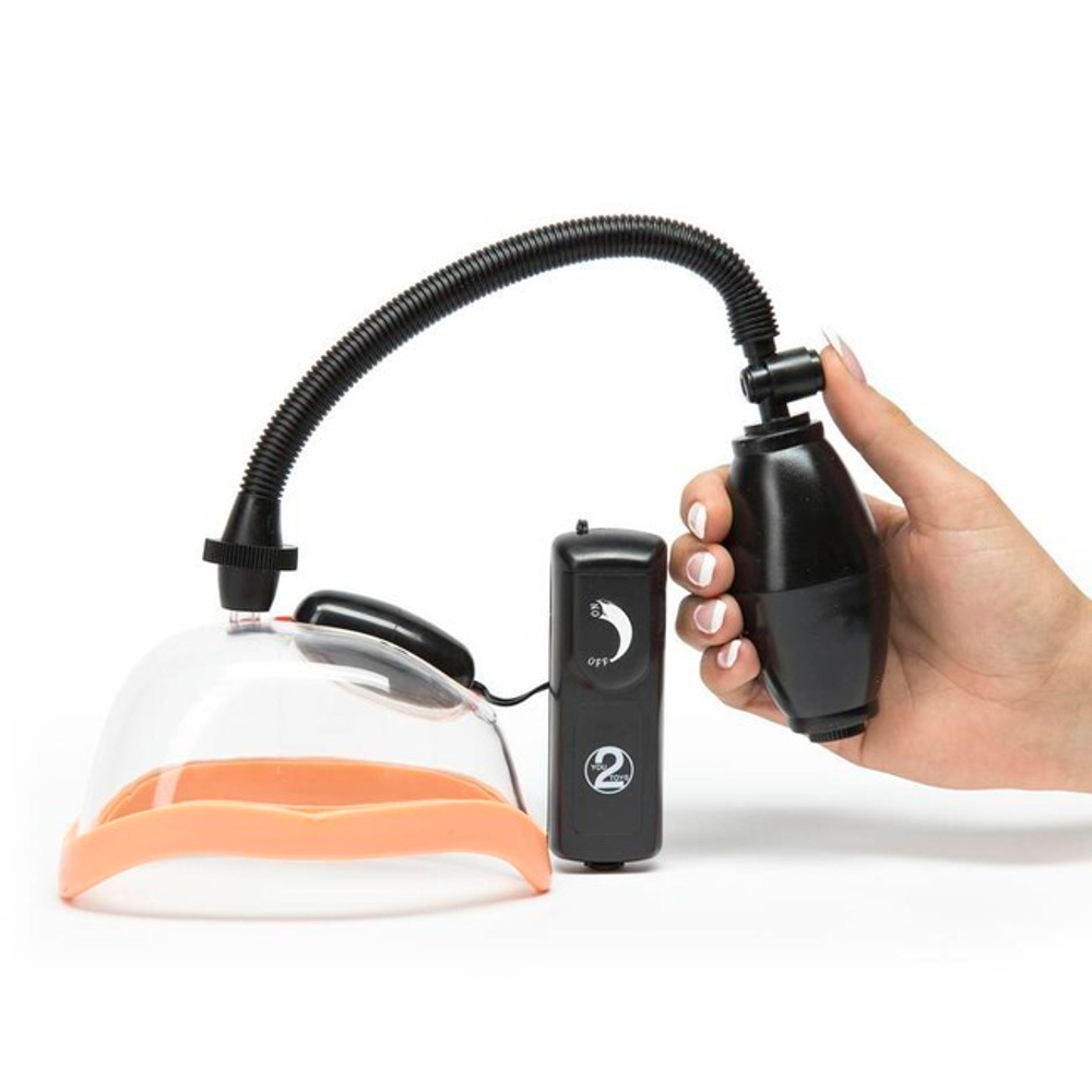 Вагинальная помпа с вибрацией Vagina Vibrating Sucker (Цвет: прозрачный с черным)