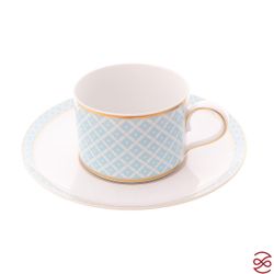 Набор чайных пар Falkenporzellan Corvara AERO BLUE-GOLD 230 мл (6 пар)