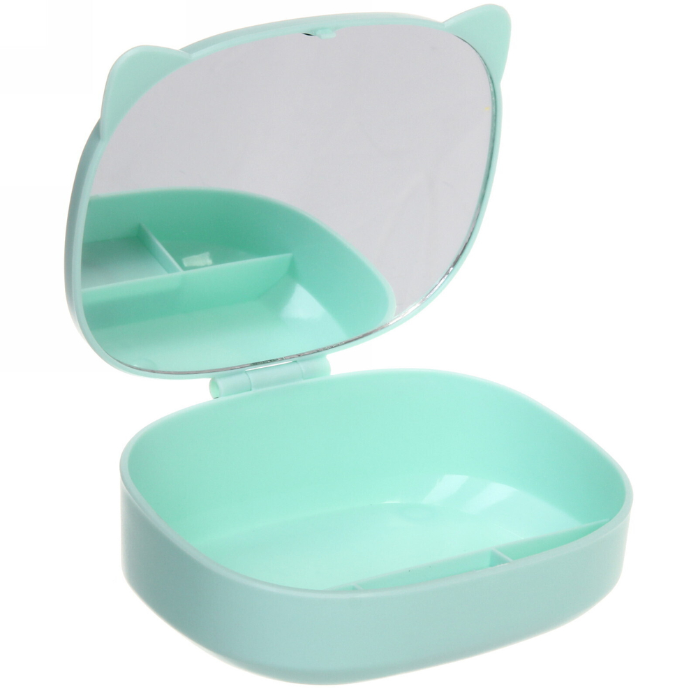 Зеркало настольное с органайзером для косметики «Beauty - Cat», цвет мятный, 17*13*6,5см