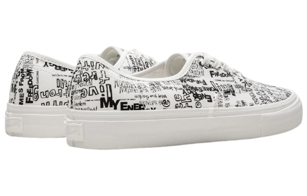 CDG x Vans Authentic LX'Graffiti' graffiti low-top sneakers for men and women in the same style black and white