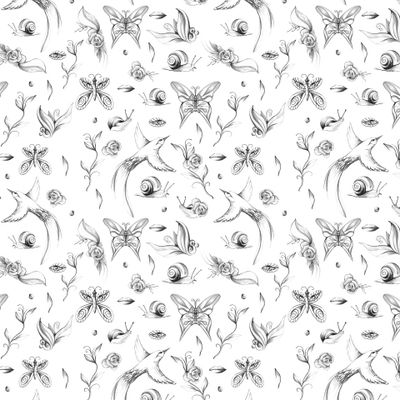 Паттерн с птицами на белом