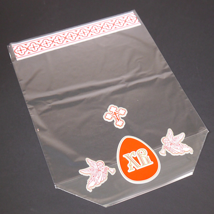 Пакет прозрачный для куличей с дном Пасха, 24*34 см, 25 мкм