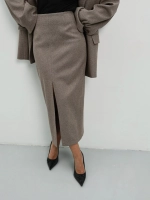 Юбка макси с разрезом спереди, Коричневая