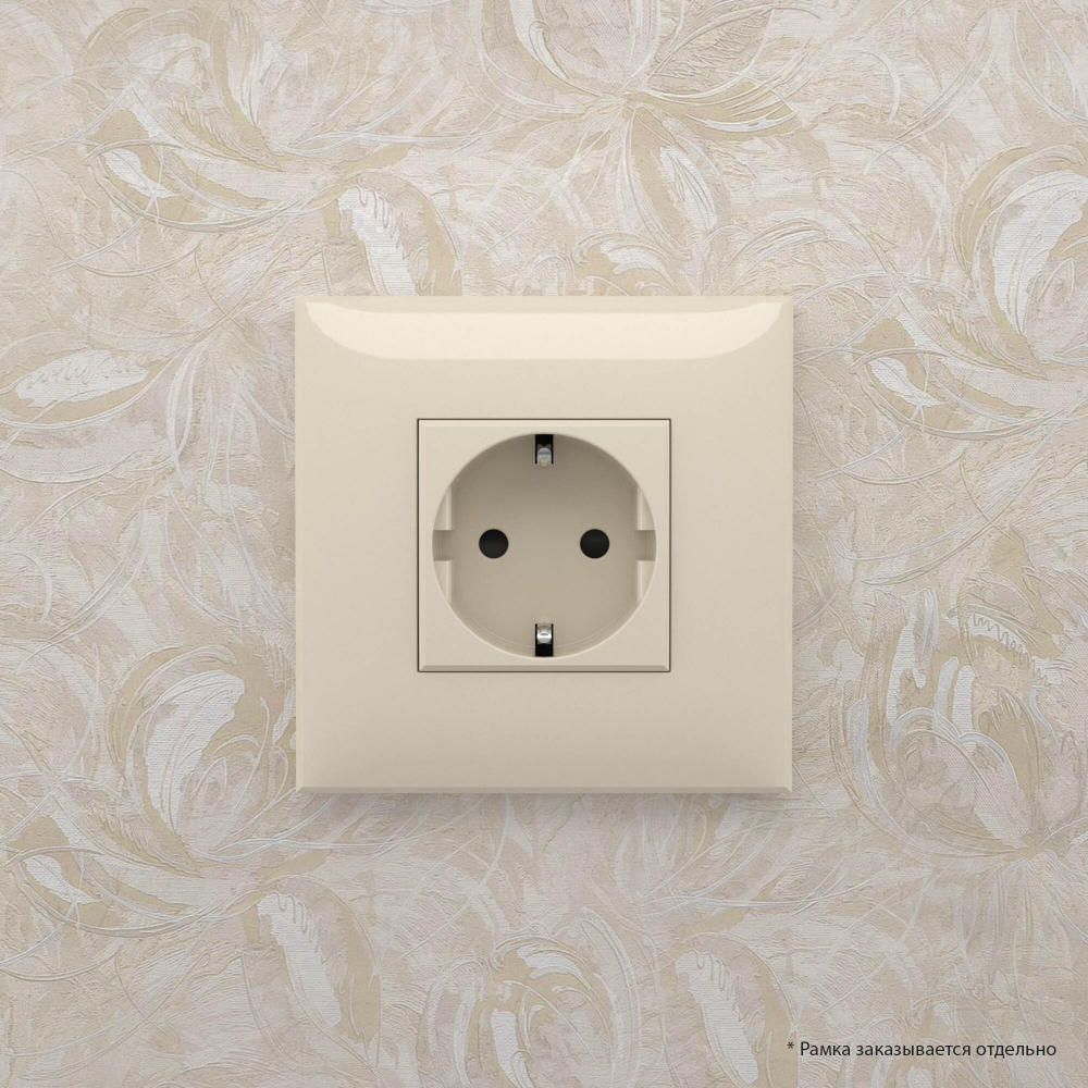 Розетка в стену, 2P+E, с з/ш, "Avanti", "Ванильная дымка"