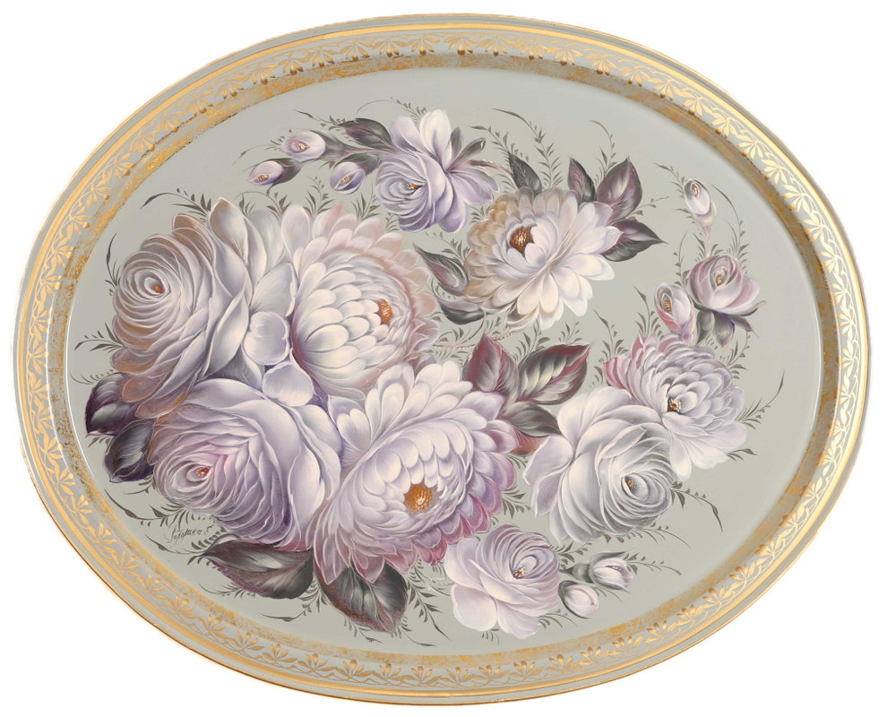 Жостовский поднос декоративный, размер 51х41 см (A26), металлический