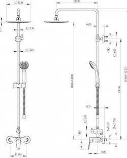 Душевая колонна со смесителем для душа Bravat Eco