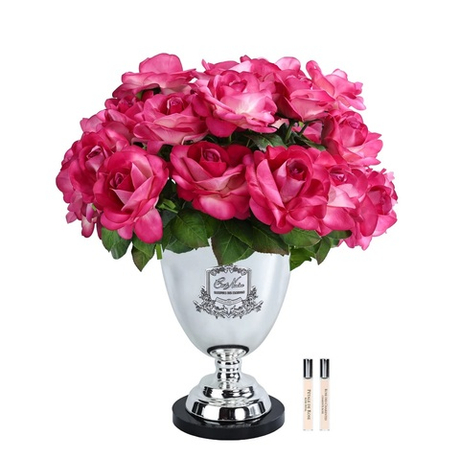 Диффузор Букет роз Signature Rose Bouquet Magenta, ваза металл, основание мрамор, 2 спрея по 10 мл Cote Noire 20 мл Розовый