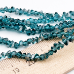 Бусина Треугольник, стекло, цвет морская волна+серебристый, размер около 3*4 мм, цена за нить 36 см