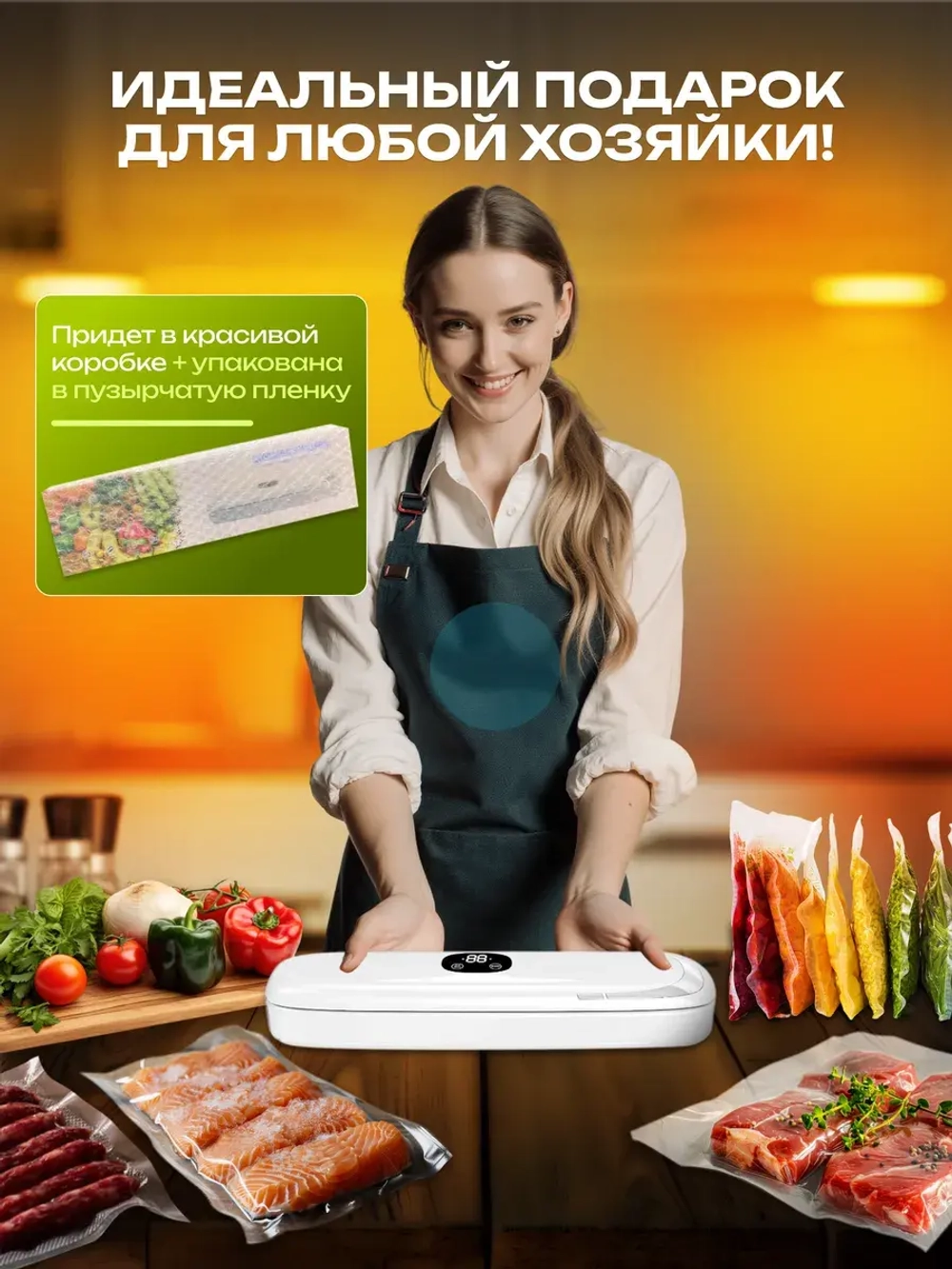 Вакууматор для продуктов с пакетами и запайкой