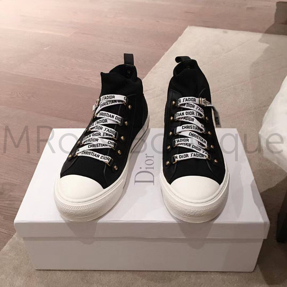 Черные кроссовки Walk'n'Dior (Диор) с белыми шнурками