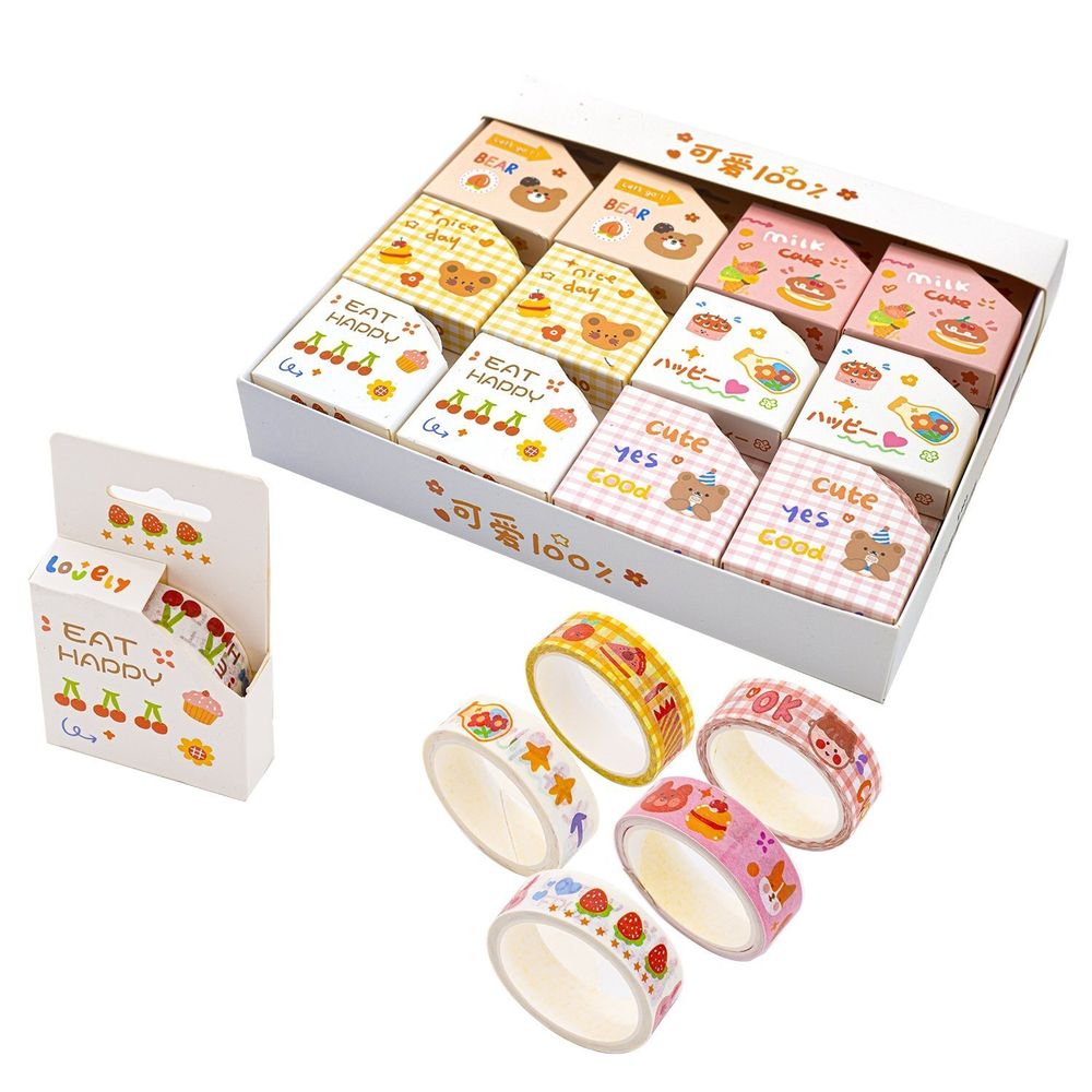 Декоративная клейкая лента Alingar, 15 мм х 5 м - 1 шт, &quot;Мишки&quot;, асcорти, в индивидуальной упаковке, европодвес, шоу-бокс