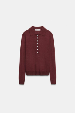 ZARA ОДНОТОННОЕ ПОЛО, ГРАНАТОВЫЙ