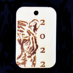 Брелок для ключей из дерева " Тигр 2022" 5х3,5см