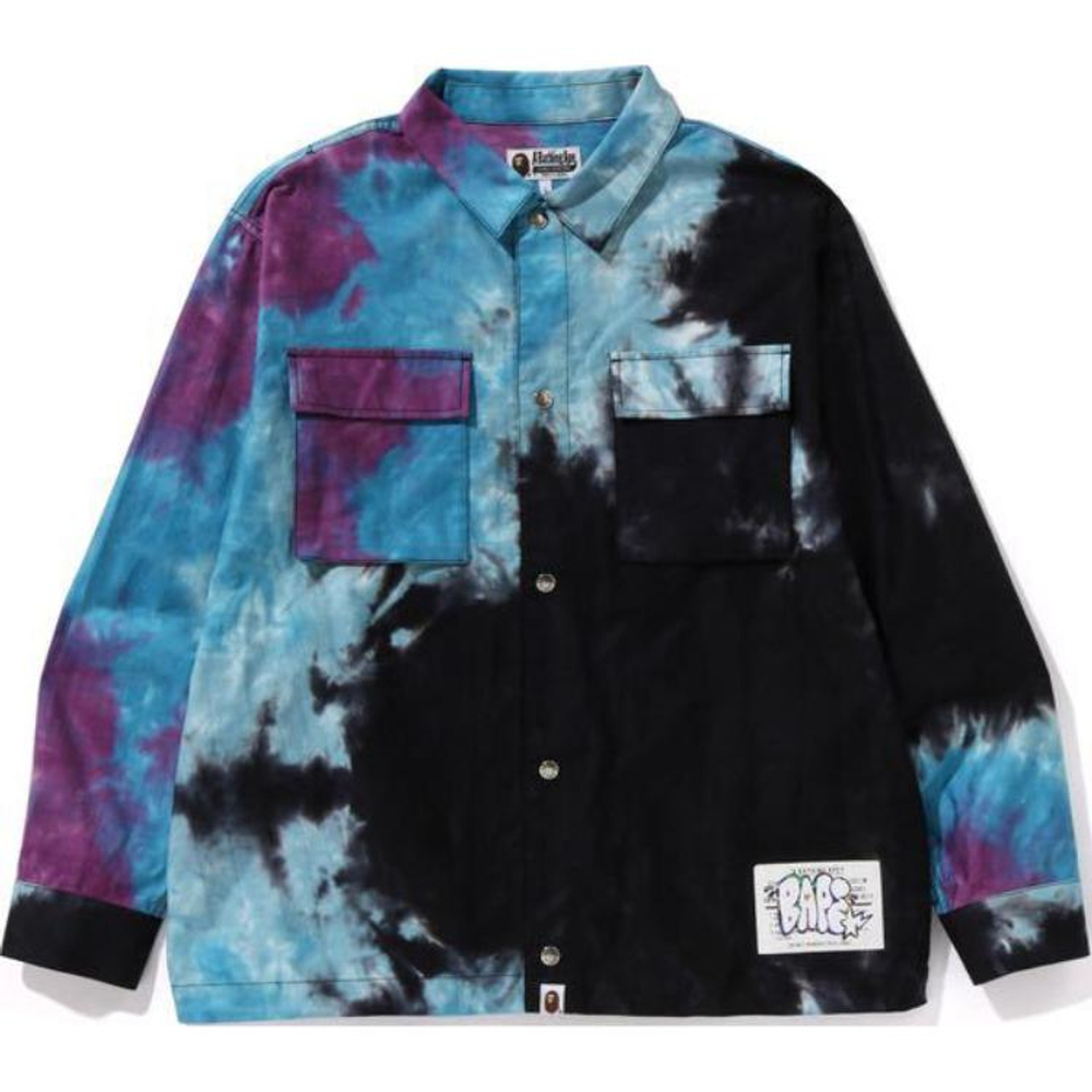 A Bathing Ape Tie Dye Relaxed Fit Cpo Shirt черный