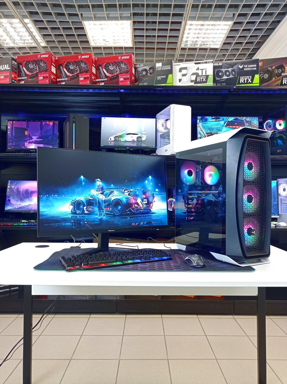 Игровой компьютер с монитором 27 дюйма, i7 8 ядер, Озу-16GB, AMD Radeon RX580 8GB, SSD 512GB, Windows 11