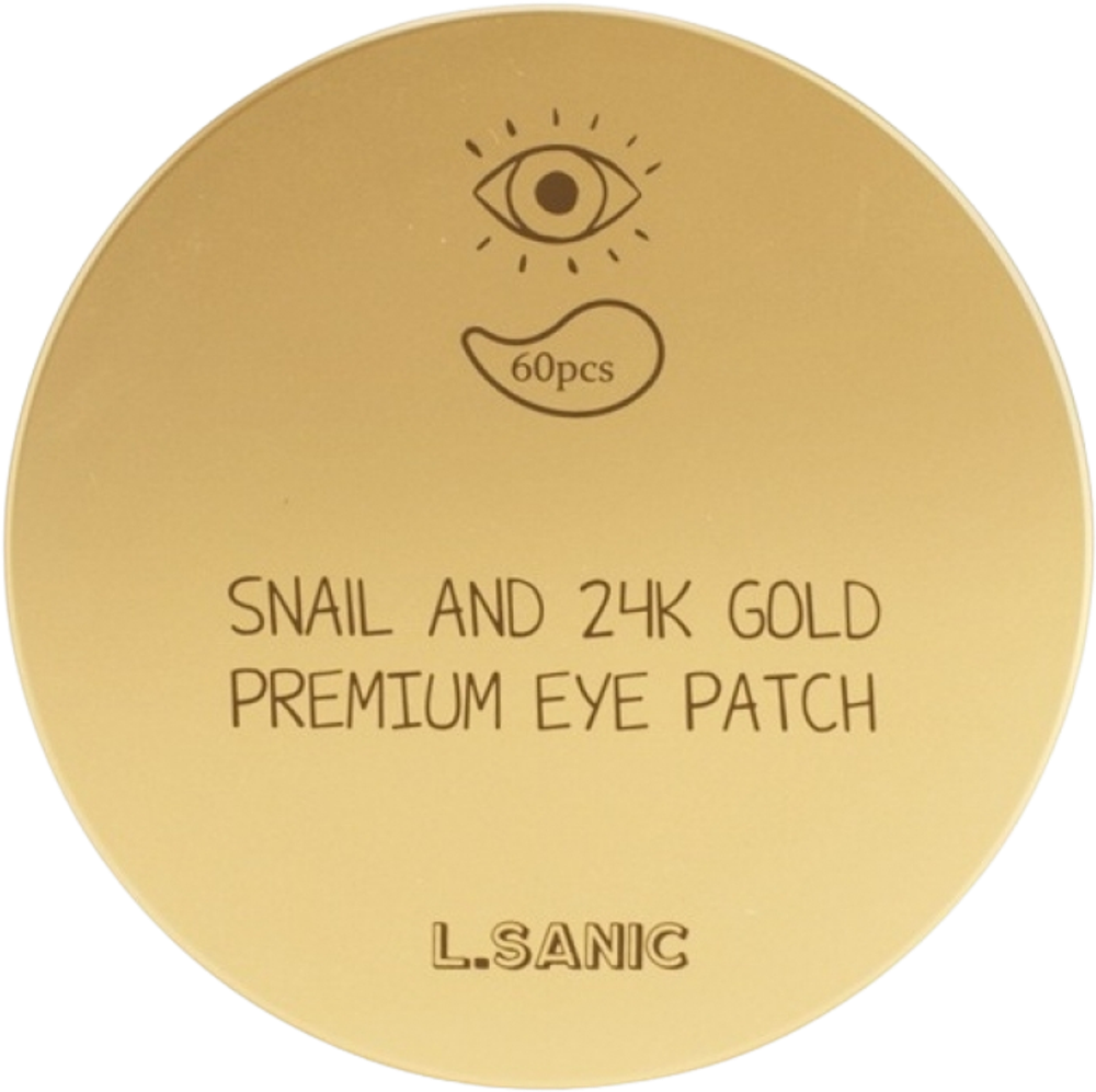 Lsanic Snail Аnd 24K Gold Premium Eye Patch Гидрогелевые патчи для области вокруг глаз с муцином улитки и золотом