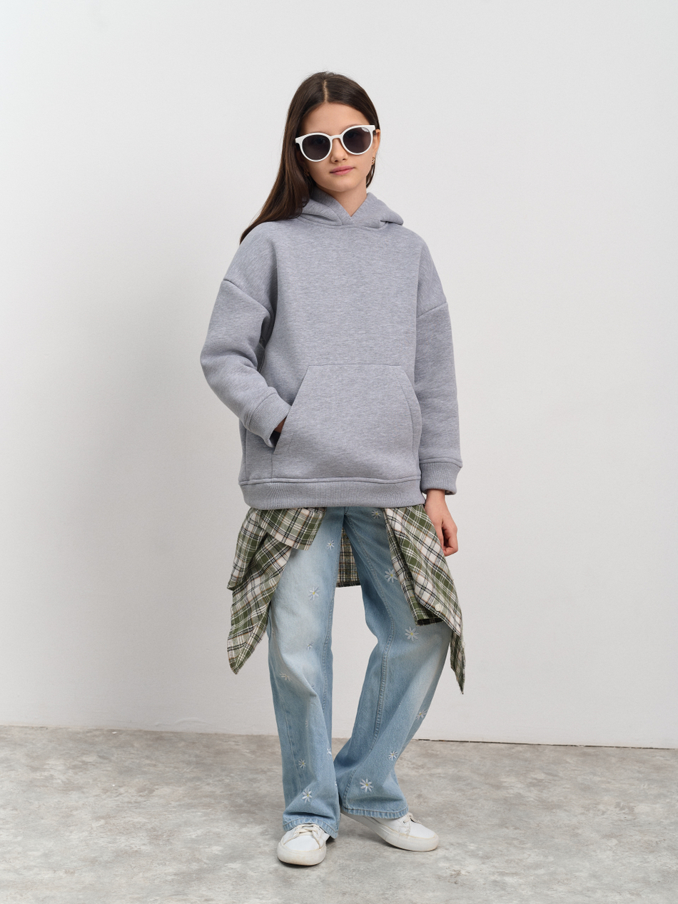 Толстовка с капюшоном для девочки  "Basic" меланж