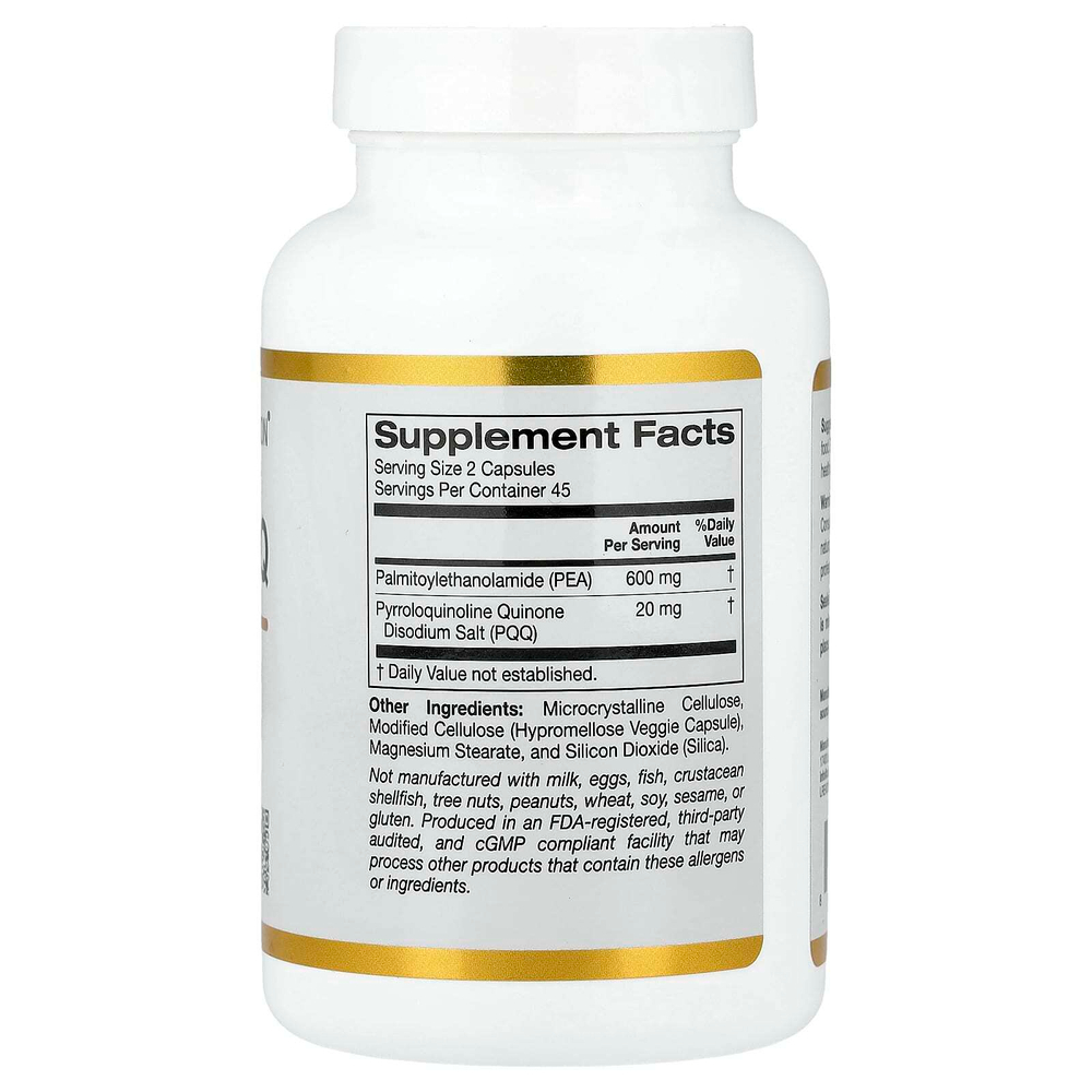 California Gold Nutrition, ПЭА 300 мг и PQQ 10 мг, 90 растительных капсул