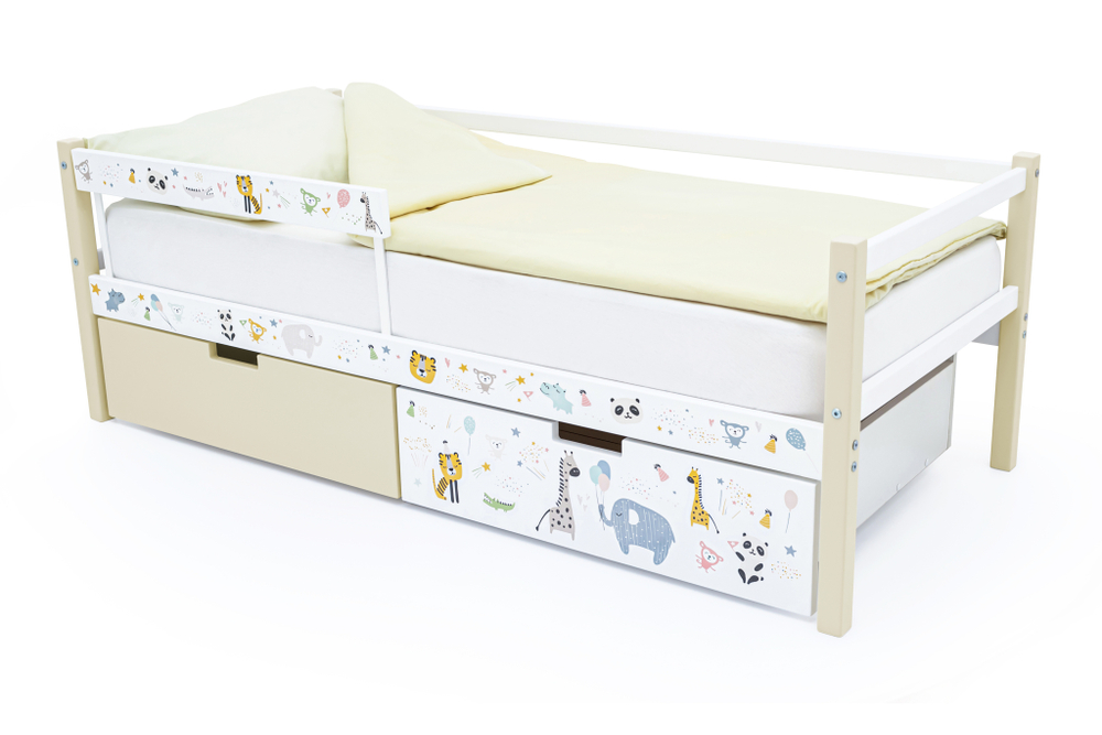 Детская кровать тахта Бельмарко Svogen бежево-белый зверята