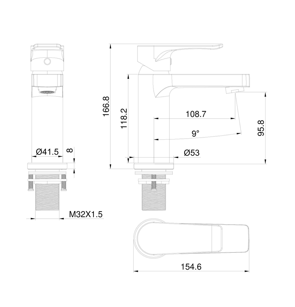 Смеситель для раковины WONZON & WOGHAND Blend, Белый матовый (WW-A40222-MW)