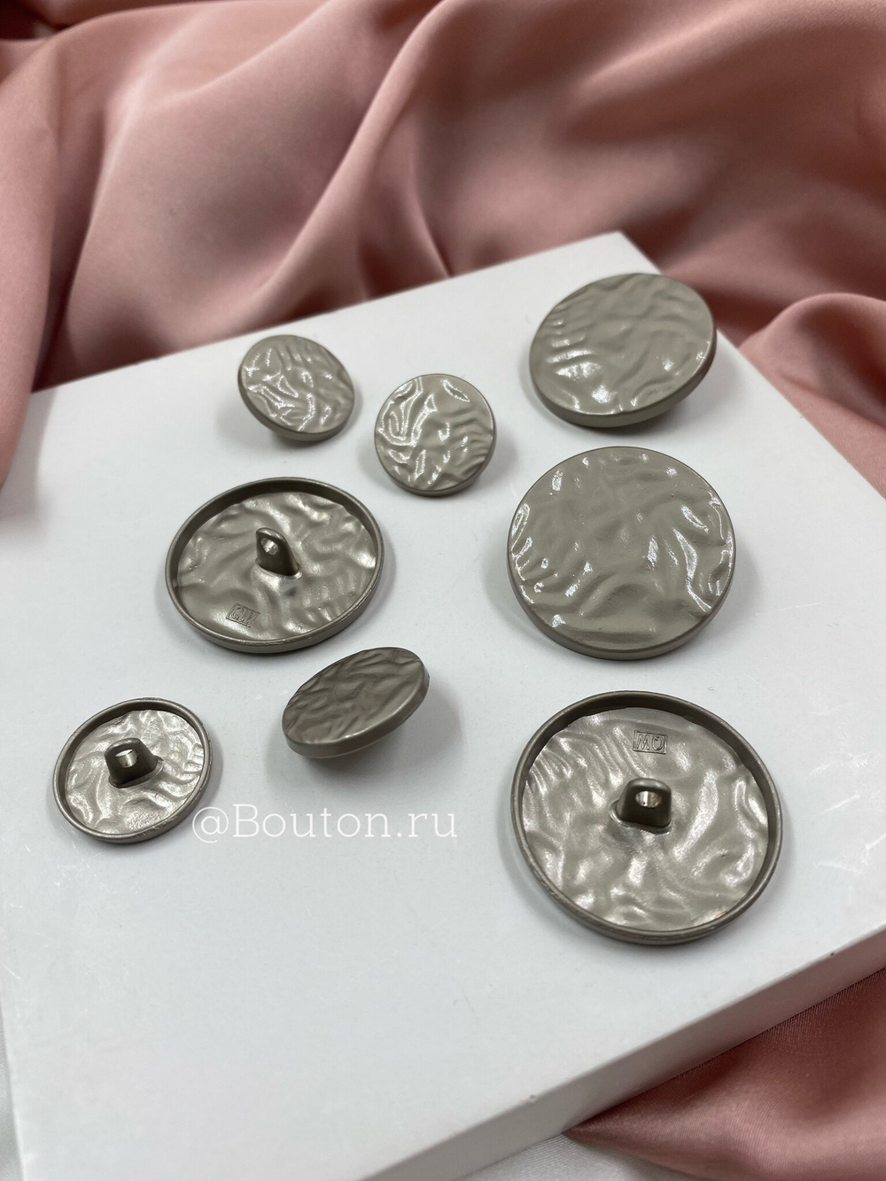 Пуговицы жатый металл матовое серебро